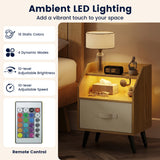 Nightstand with Power Outlets and Open Storage Shelf