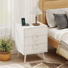 Nightstand with Power Outlets and 3 Drawers Modern Bedside Table with Cable Hole