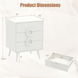 Nightstand with Power Outlets and 3 Drawers Modern Bedside Table with Cable Hole