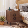 Nightstand with Power Outlets and 3 Drawers Modern Bedside Table with Cable Hole