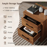 Wood Compact Floor Nightstand with Storage Drawers