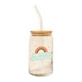 Can Glass w/ Lid + Straw