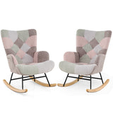 Nursery Rocking Chair with Ergonomic Armrests and High Backrest for Living Room