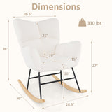 Nursery Rocking Chair with Comfy Backrest and Armrest-Beige