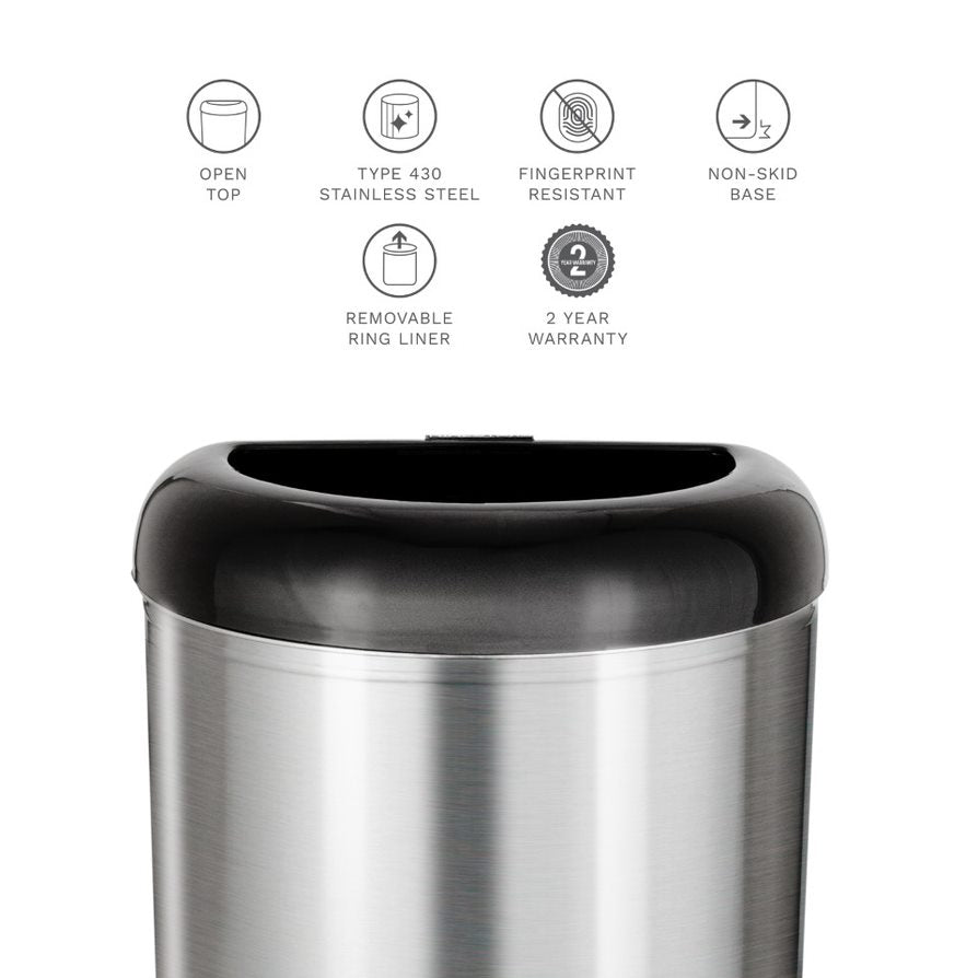 Semi-Round Open Top Trash Can 13 Gallon, Black/Blue/Red | OTT-50-19