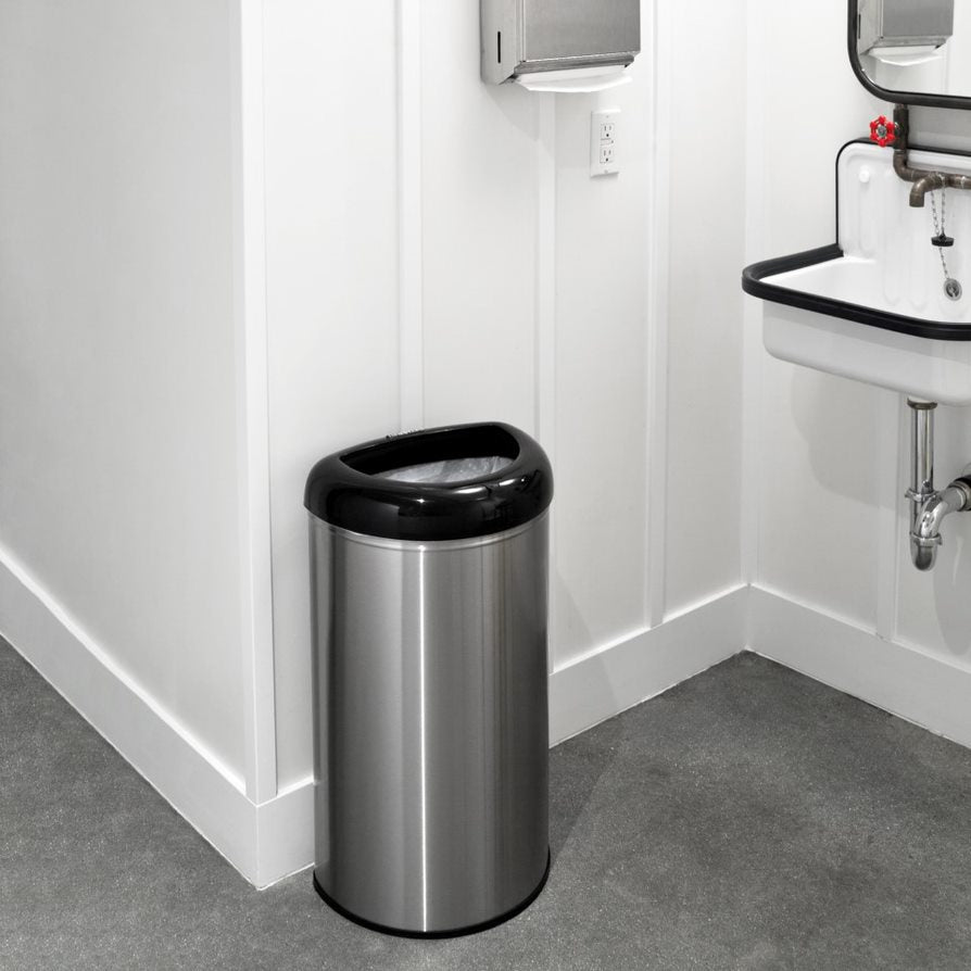 Semi-Round Open Top Trash Can 13 Gallon, Black/Blue/Red | OTT-50-19