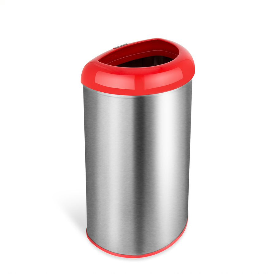 Semi-Round Open Top Trash Can 13 Gallon, Black/Blue/Red | OTT-50-19