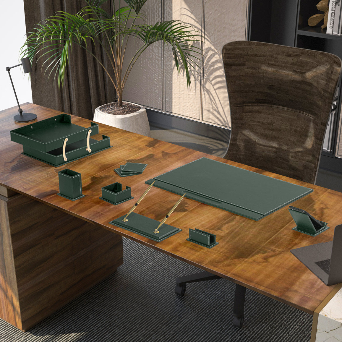 MOOG Lux – Accesorios de escritorio de cuero organizador de escritorio de  cuero organizador de escritorio para hombres combinación de madera de –  Yaxa Costa Rica