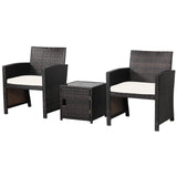3 Pieces Patio Wicker Furniture Set with Storage Table and Protective Cover-Off White