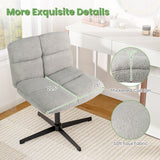 Office Armless Chair Cross Legged with Imitation Lamb Fleece and Adjustable Height