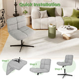 Office Armless Chair Cross Legged with Imitation Lamb Fleece and Adjustable Height