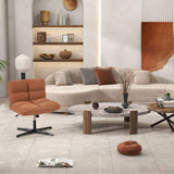 Office Armless Chair Cross Legged with Imitation Lamb Fleece and Adjustable Height
