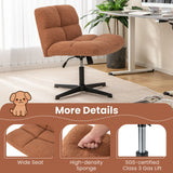 Office Armless Chair Cross Legged with Imitation Lamb Fleece and Adjustable Height