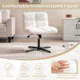Office Armless Chair Cross Legged with Imitation Lamb Fleece and Adjustable Height