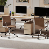 Office Chair Height Adjustable Conference Room Chair with Rocking Backrest Armrests