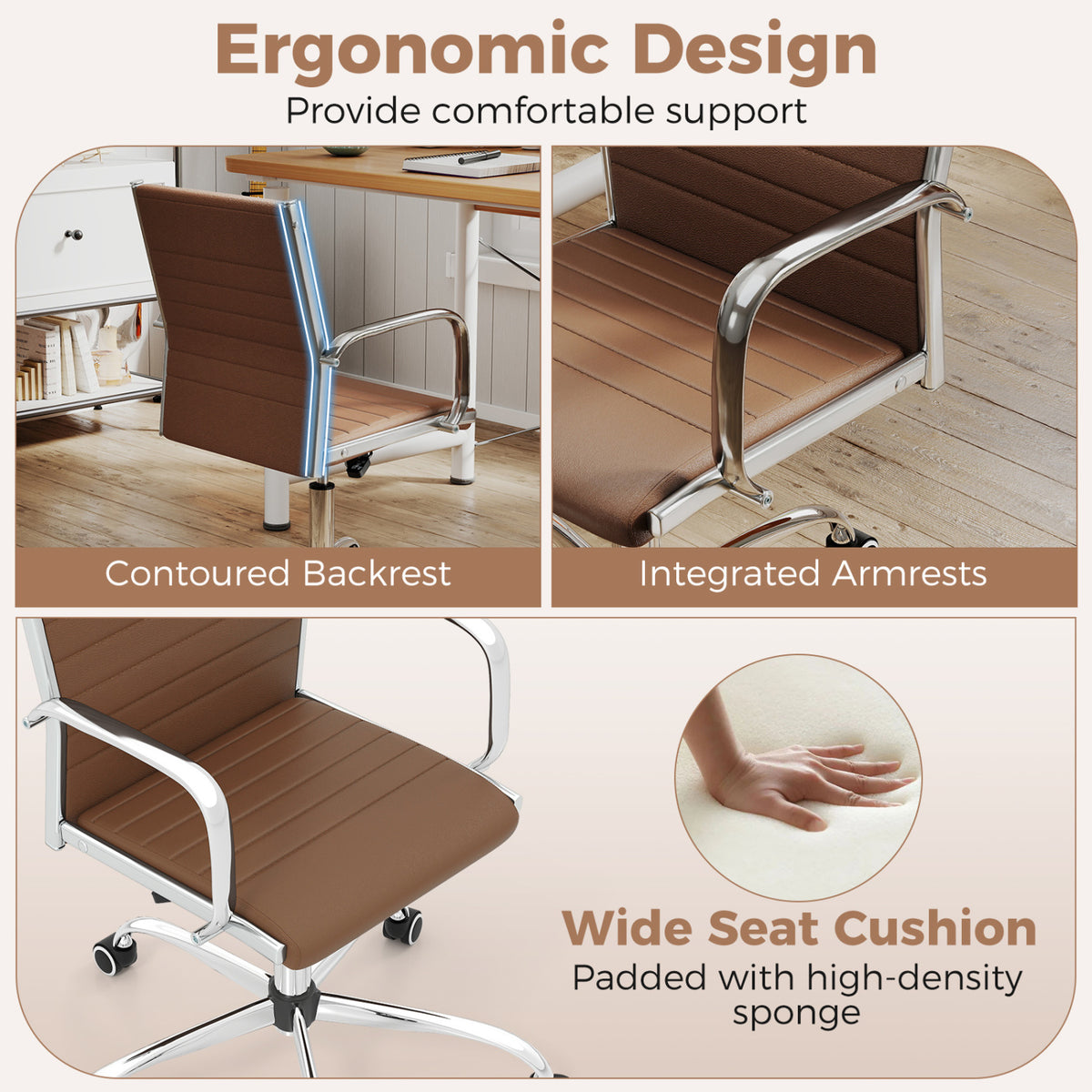 Office Chair Height Adjustable Conference Room Chair with Rocking Backrest Armrests