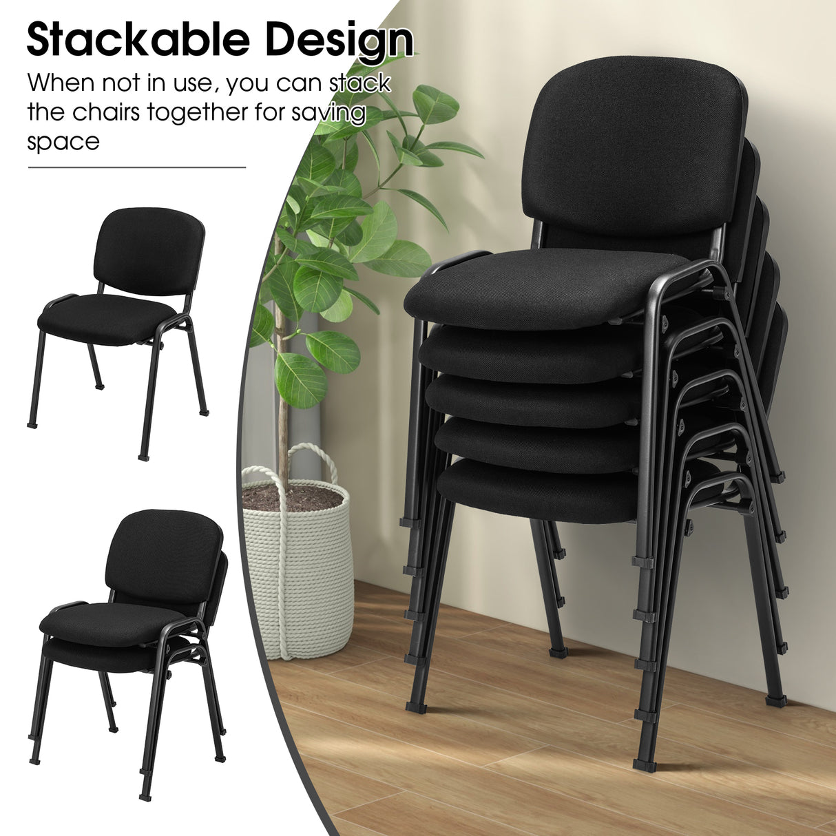 5 Pieces Elegant Conference Office Chair Set for Guest Reception