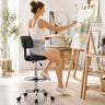 Office Drafting Chair with Back & Adjustable Footring and Wheels for Desk