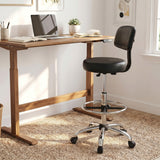 Office Drafting Chair with Back & Adjustable Footring and Wheels for Desk