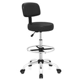 Office Drafting Chair with Back & Adjustable Footring and Wheels for Desk