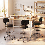 Office Drafting Chair with Back & Adjustable Footring and Wheels for Desk