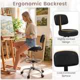 Office Drafting Chair with Back & Adjustable Footring and Wheels for Desk