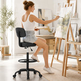 Office Drafting Chair with Back & Adjustable Footring and Wheels for Desk