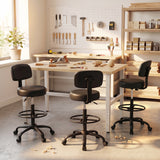 Office Drafting Chair with Back & Adjustable Footring and Wheels for Desk