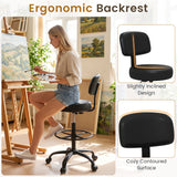 Office Drafting Chair with Back & Adjustable Footring and Wheels for Desk
