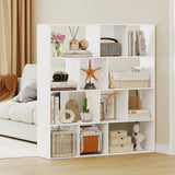 Open Shelf Bookcase 4-Tier Modern Bookshelf with 12 Storage Compartments-White