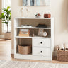 Open Storage Cabinet with 3 Open Compartments and 2 Drawer