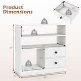 Open Storage Cabinet with 3 Open Compartments and 2 Drawer