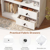 Open Storage Cabinet with 3 Open Compartments and 2 Drawer