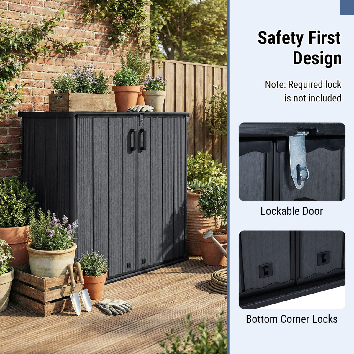 Outdoor 23.5 Cu.ft All-Weather Storage Box with Floor Lockable Door