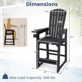 Outdoor 29 Inch Height Bar Stool with Backrest and Armrests