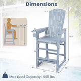 Outdoor 29 Inch Height Bar Stool with Backrest and Armrests