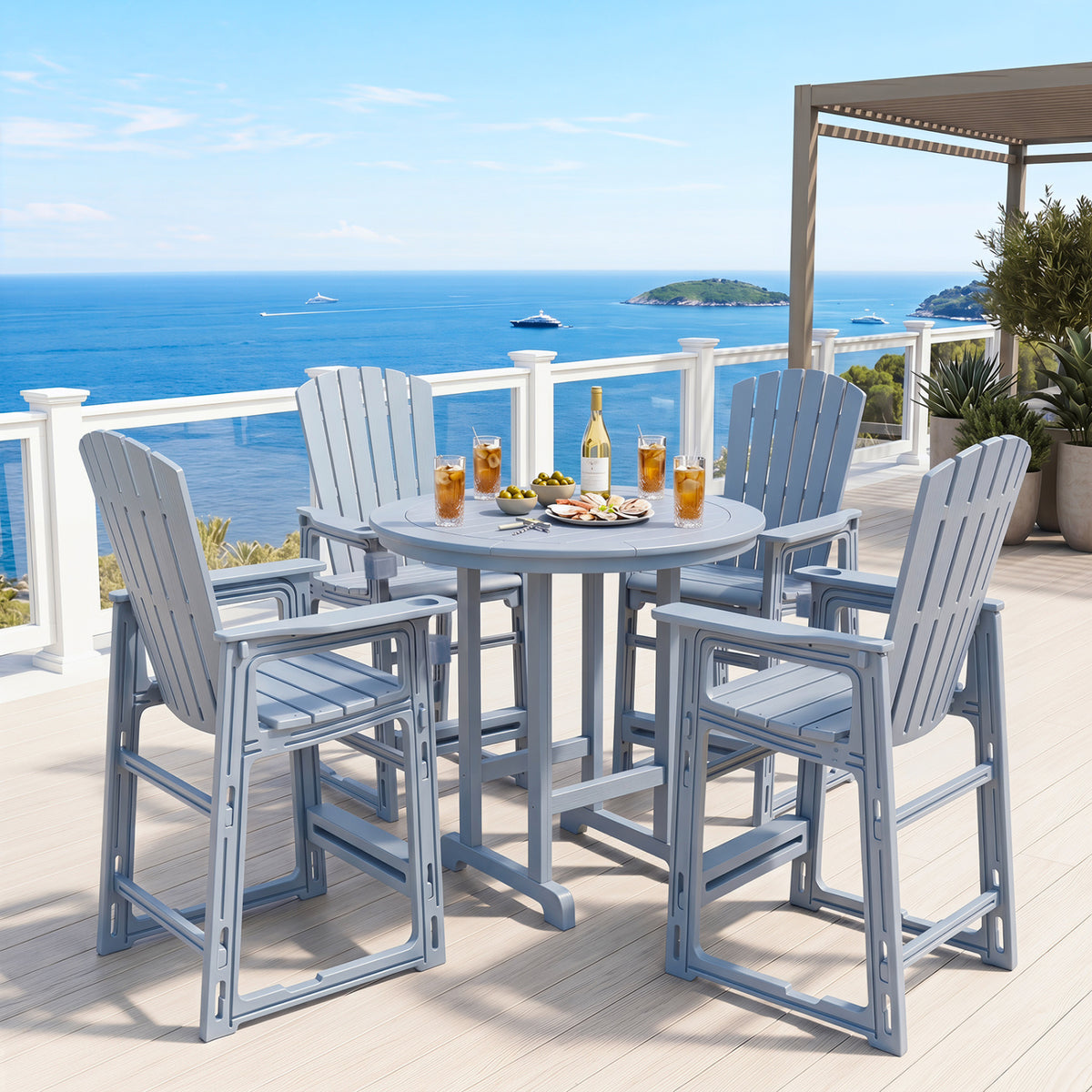 Outdoor 29 Inch Height Bar Stool with Backrest and Armrests