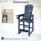 Outdoor 29 Inch Height Bar Stool with Backrest and Armrests