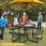 8-Person Outdoor Picnic Table and Bench Set with Umbrella Hole
