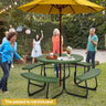 8-Person Outdoor Picnic Table and Bench Set with Umbrella Hole