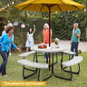 8-Person Outdoor Picnic Table and Bench Set with Umbrella Hole