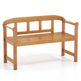 2-Seater Outdoor Acacia Wood Garden Bench with Backrest & Armrests