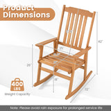 Outdoor Acacia Wood Rocking Chair with High Back and Armrests for Patio-Natural
