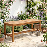 Outdoor Acacia Wood Patio Bench for 2 with Slatted Seat-2/Seat-1 Pieces/Piece
