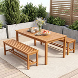 Outdoor Acacia Wood Patio Bench for 2 with Slatted Seat-2/Seat-1 Pieces/Piece
