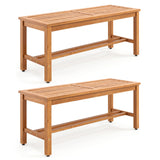 Outdoor Acacia Wood Patio Bench for 2 with Slatted Seat-2/Seat-1 Pieces/Piece