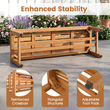 Outdoor Acacia Wood Patio Bench for 2 with Slatted Seat-2/Seat-1 Pieces/Piece