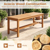 Outdoor Acacia Wood Patio Bench for 2 with Slatted Seat-2/Seat-1 Pieces/Piece