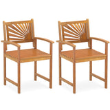 Outdoor Acacia Wood Dining Chairs-Set of 2