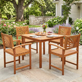 Outdoor Acacia Wood Dining Chairs-Set of 2